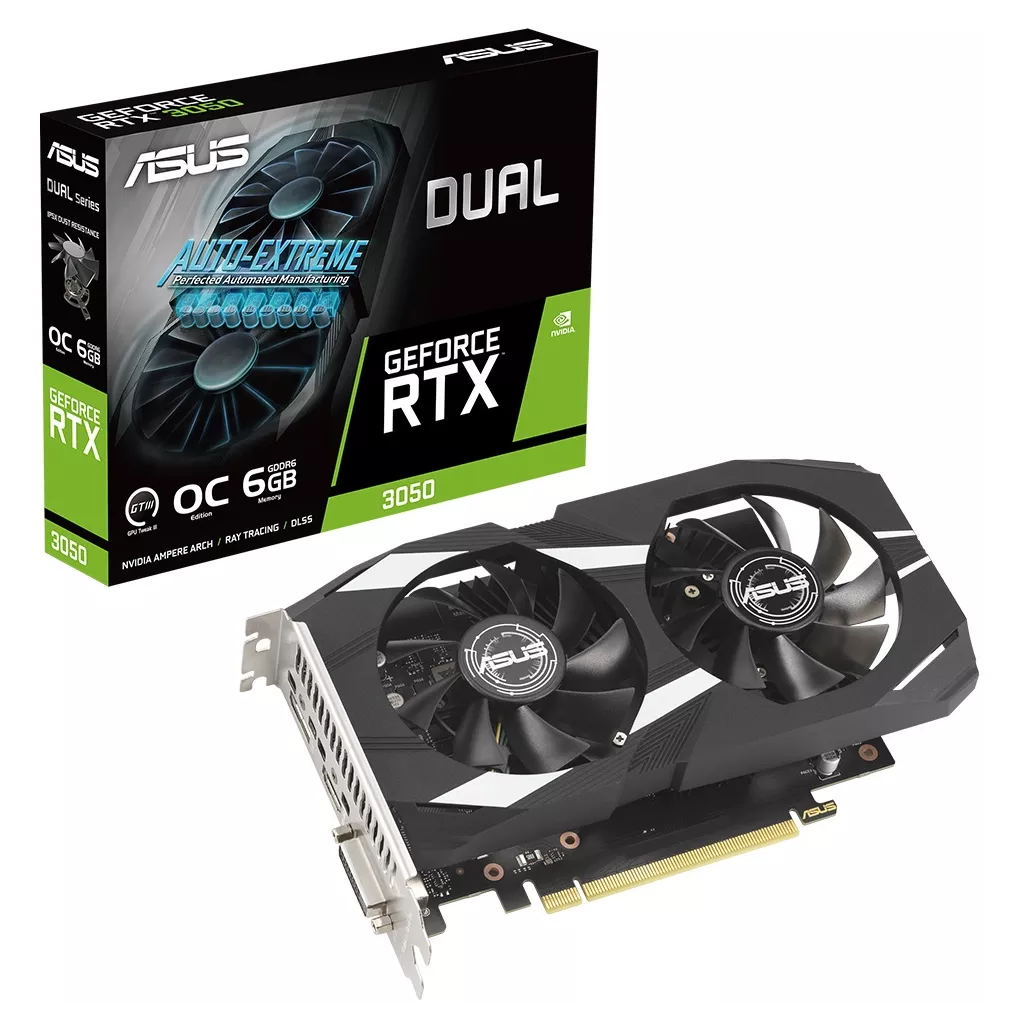 ASUS DUAL-RTX3050-O6G RTX3050 6GB GDDR6 96Bit DVI-D/HDMI/DP PCI-E 4.0