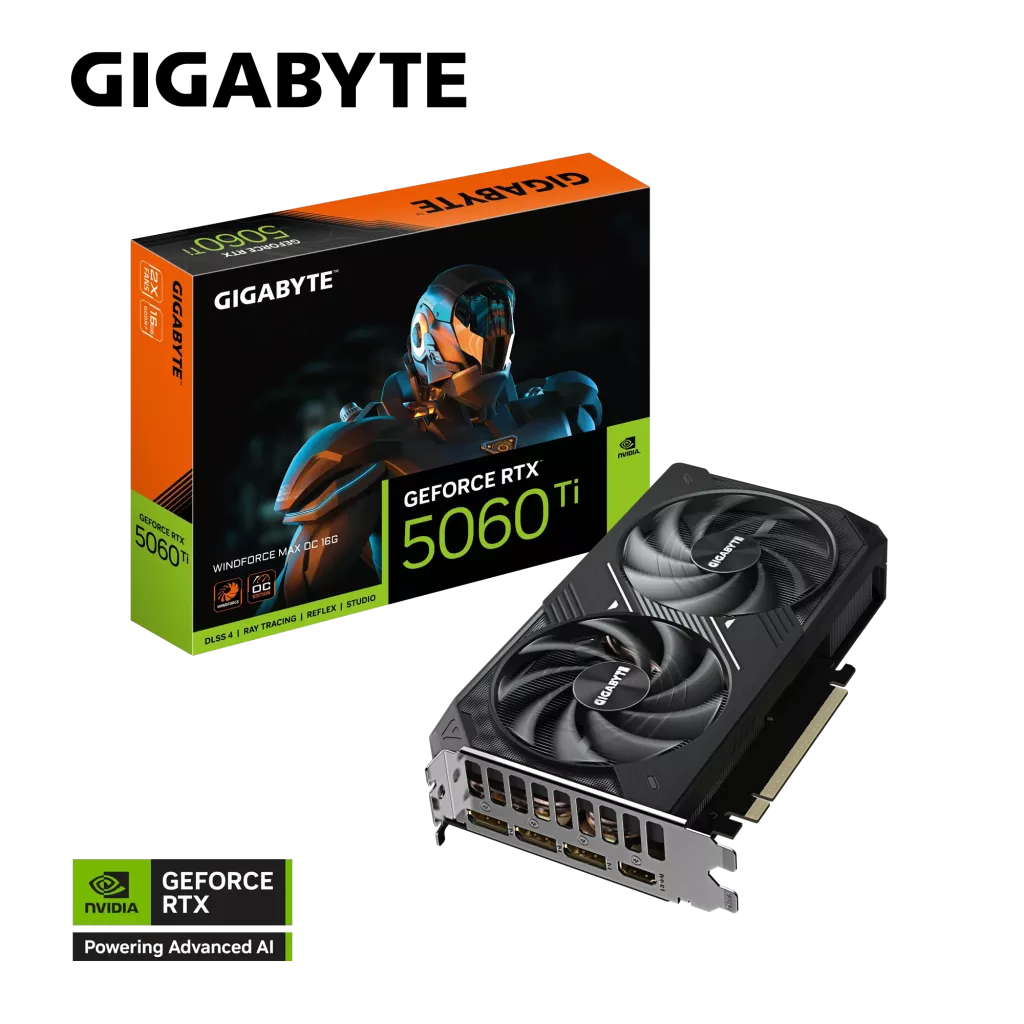 GIGABYTE GV-N506TWF2MAX OC-16GD, RTX5060TI, WINDFORCE MAX OC, 16Gb, GDDR7, 128BIT, 2 Fanlı, 1xHDMI, 3xDP, GAMING Ekran KARTI