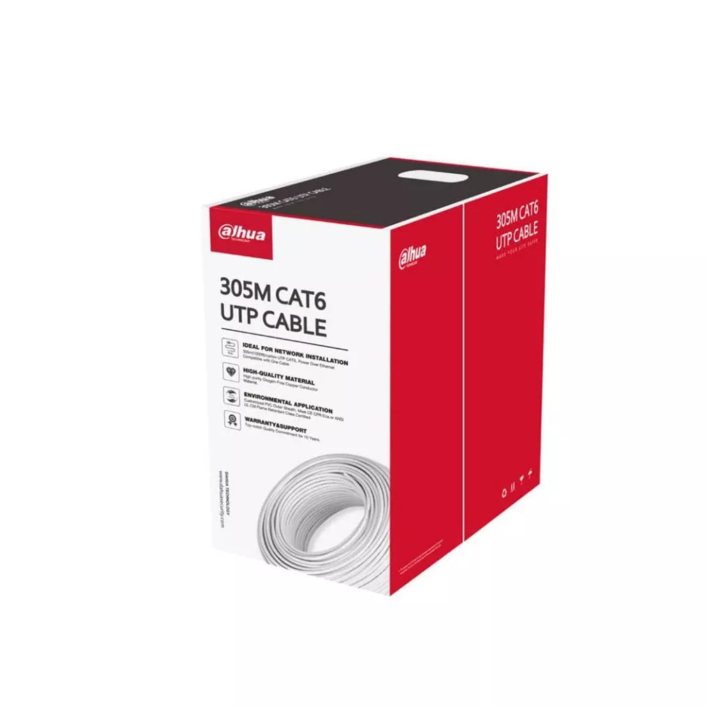 DAHUA 305metre CAT6 Utp 24AWG Beyaz Saf Bakır Kablo Halojen Free DH-PFM923I-6UN-C