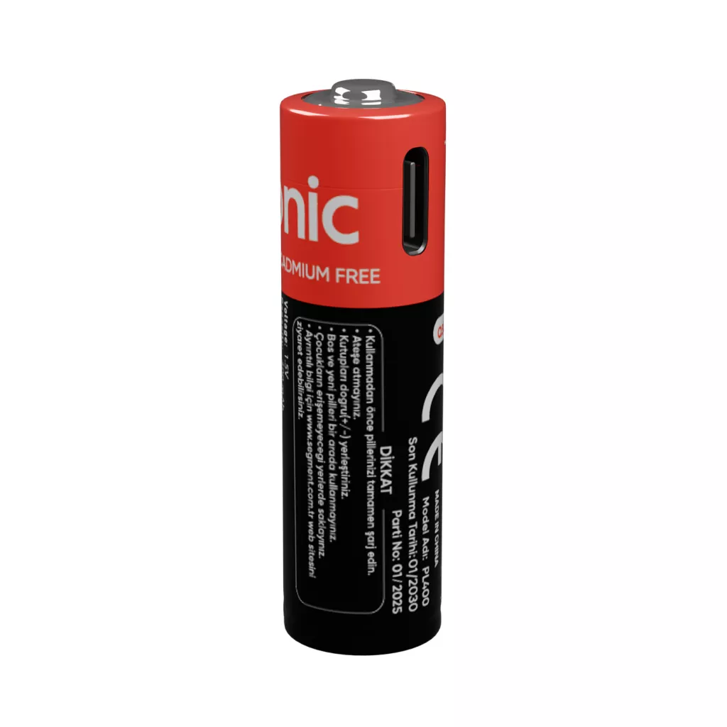 ASONIC PL400, AAA, Şarjlı Pil, 1.5Volt, 400mAh/750mwh, Type-C ile Kolay Şarj,  2 li Paket (USB To Type-C Kablo Hediye)