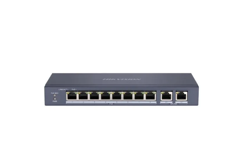 HIKVISION 8port 60w FULL PoE DS-3E0310P-E/M 10/100 2X-UPLINK Yönetilemez Switch Metal               