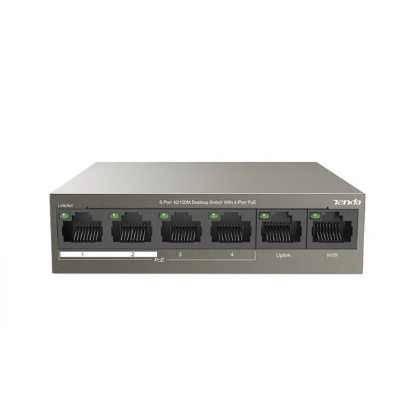 TENDA 5port PoE 63w 10/100 Yönetilemez Switch TEF1106P-4-63W