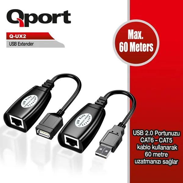 QPORT Q-UX2 60Metre USB-CAT6 USB Extender