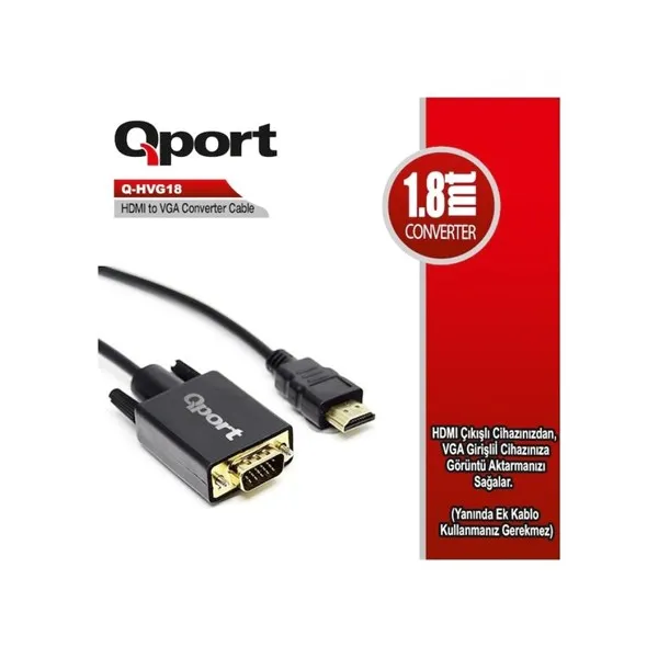 QPORT 1.8metre Q-HVG18 HDMI-VGA Çevirici Kablo