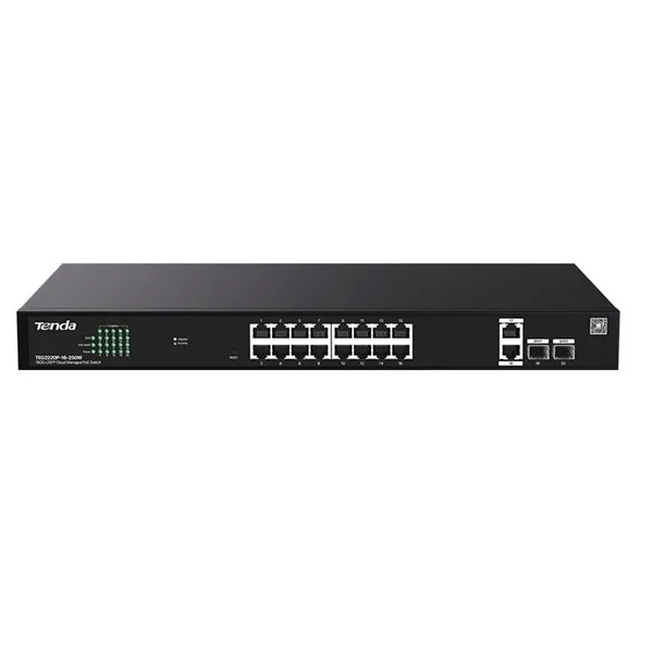 TENDA 16port PoE 250w 2-SFP Gigabit Cloud Yönetilebilir Switch TEG2220P-16-250W