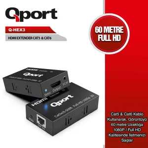 QPORT Q-HEX3 HDMI-CAT6 60metre HDMI Extender