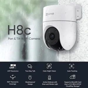 EZVIZ 2MP Dome 4mm Wıfı Kablosuz IP Kamera H8C