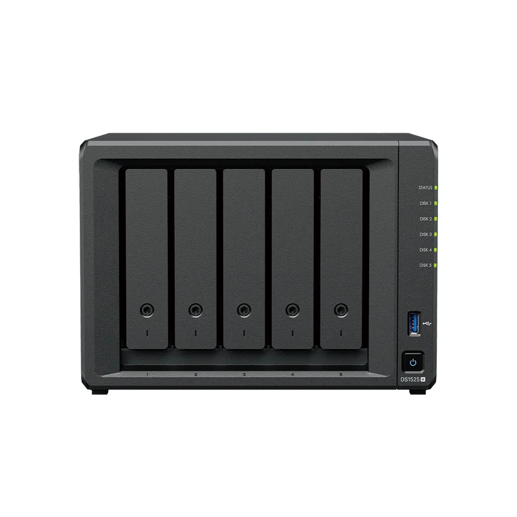 SYNOLOGY 5diskli Ryzen V1500B 8GB RAM-2.5Gbe Nas Server DS1525 PLUS