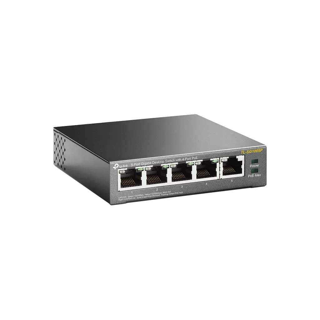 TP-LINK 5port 4port PoE 65w Gigabit Yönetilemez Switch TL-SG1005P