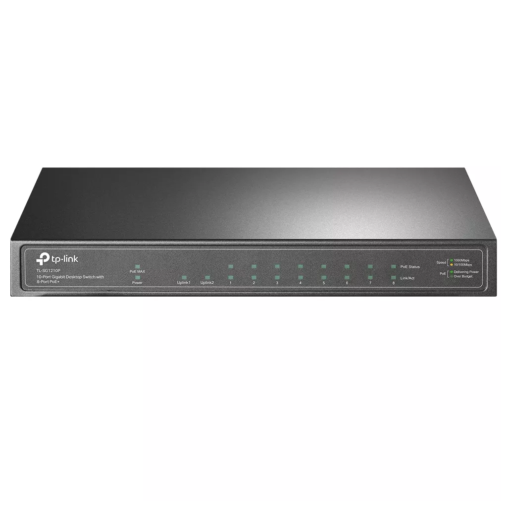 TP-LINK TL-SG1210P 10 PORT 10/100/1000 8 PORT POE+ 1 PORT UPLINK+ 1 SFP 63WATT DESKTOP SWITCH