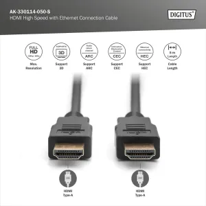 DIGITUS HDMI Görüntü Kablosu 5m (AK-330114-050-S)