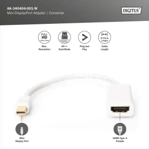 DIGITUS mDP-HDMI Görüntü Adaptörü (AK.340304.020.W)