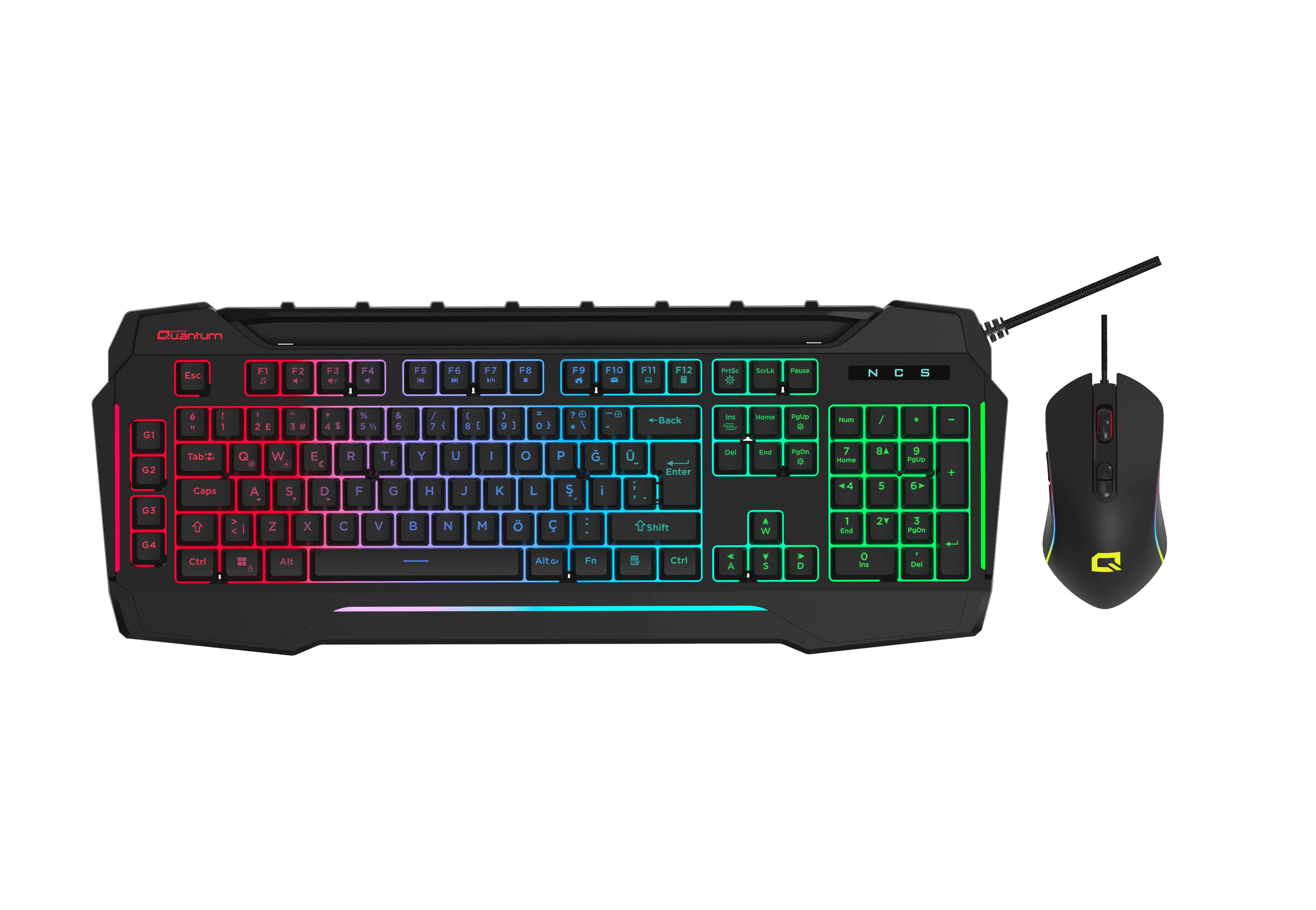 QUANTUM DualStrike Kablolu USB Q Trk RGB Gamıng Klavye -  Mouse Set