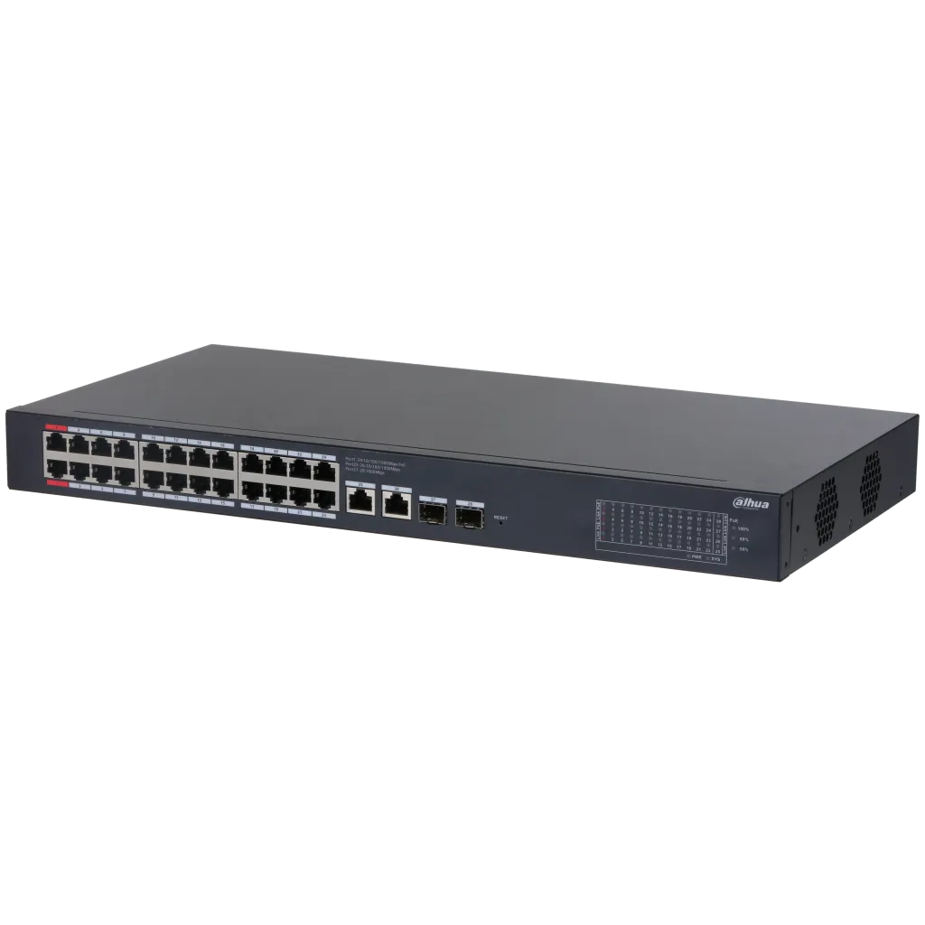 DAHUA CS4228-24GT-375, 24Port, Gigabit, PoE 375W, 2 Port Uplink, 2 Port SFP Gigabit Combo, Cloud Yönetilebilir, Switch
