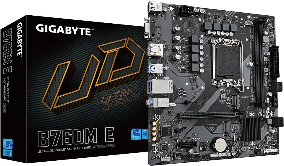 GIGABYTE B760M-E DDR5 HDMI VGA DP PCIe 4.0 16X 1700p mATX