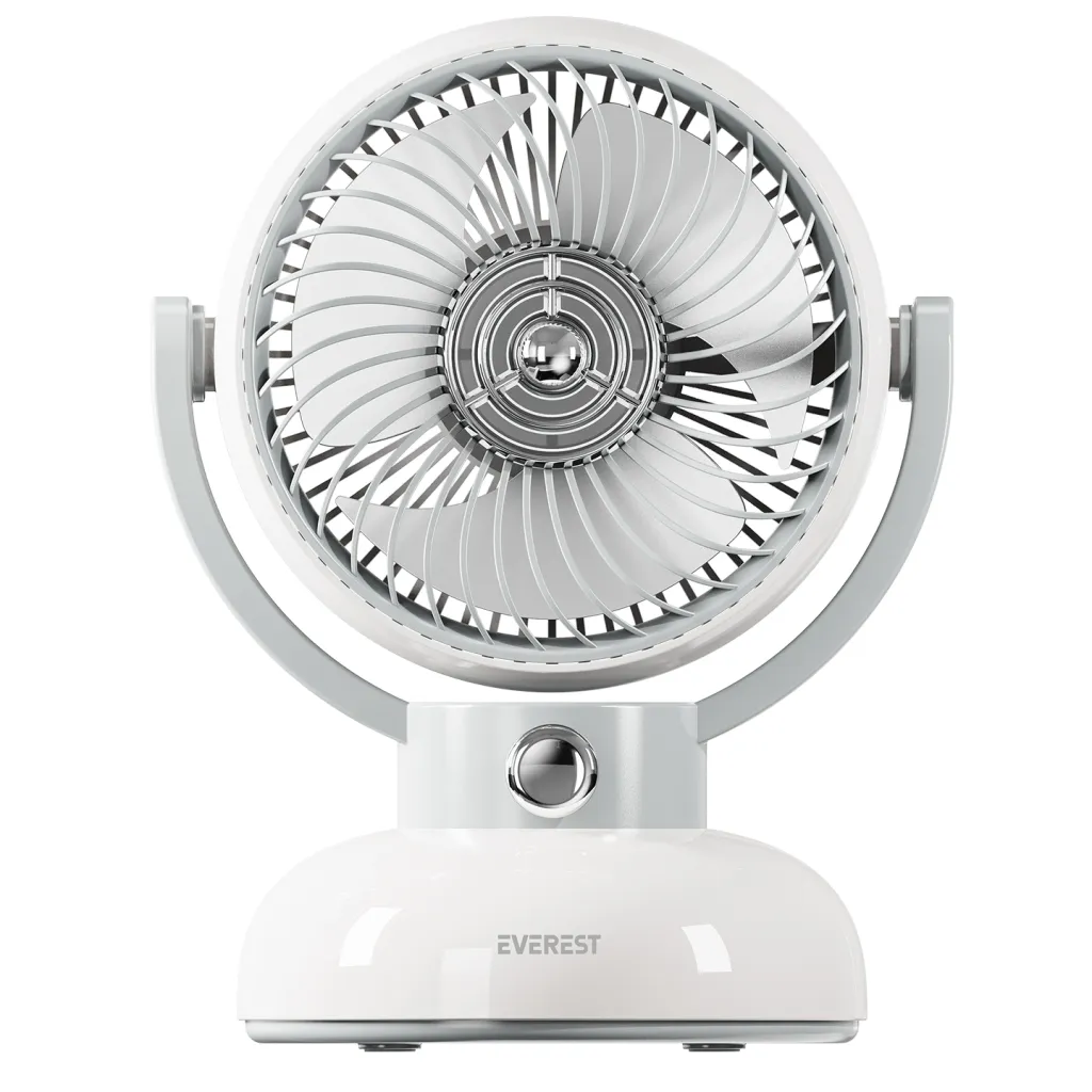 EVEREST EFN12, KREM, 3 Kademeli Hız, 4" Kanat, Masaüstü Kullanım, Taşınabilir, Dahili 1200mAh Bataryalı, USB Şarj Girişli, Vantilatör