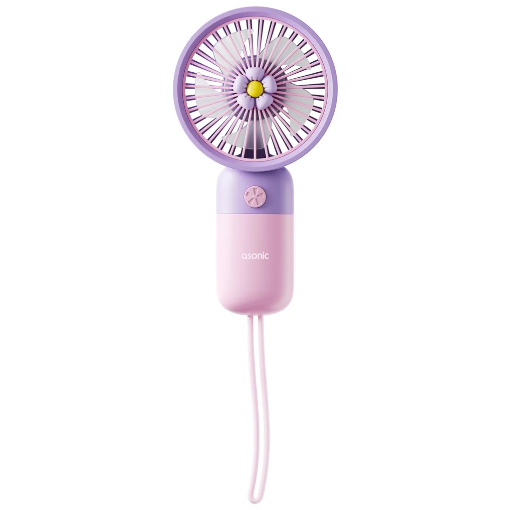 ASONIC AFN24, MOR, 1 Kademeli Hız, Elde Kullanım, Dahili 250mAh Bataryalı, Type-C Şarj Girişli, Vantilatör