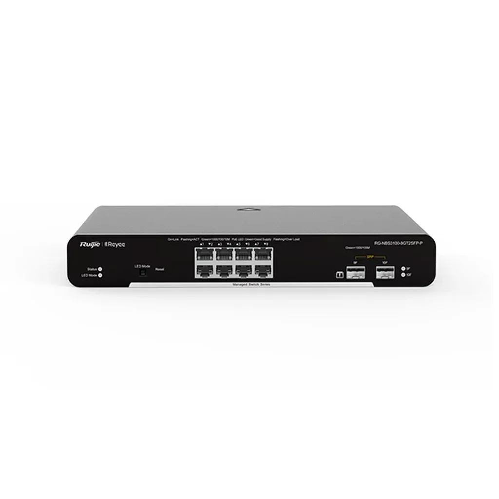 RUIJIE REYEE RG-NBS3100-8GT2SFP, 8 Port, GigaBit, 2Port SFP, L2 Yönetilebilir, Metal Kasa, Masaüstü, Switch