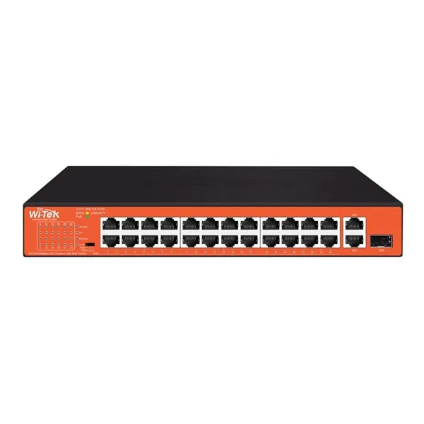 WITEK 24port 200w PoE 10/100 Yönetilemez Switch Watchdog Özellikli WI-PS526GH