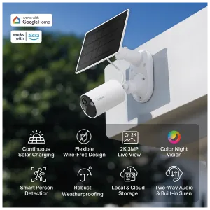 TP-LINK Tapo TC82 KIT (C410 KIT), 2K, 3,0Mpix, Dış Mekan, IP65, WiFi, 9Mt. Renkli Gece Görüşü, İki Yönlü Ses, Güneş Enerjili Güvenlik Kamerası Kiti