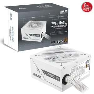 ASUS PRIME 750W BEYAZ (750W, 80+ BRONZ SERTİFİKALI, 135MM FAN,  6 YIL GARANTİ) BEYAZ