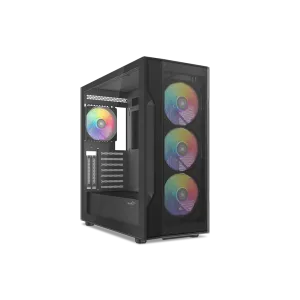 SAMA S40BK Black, H700BK 700W, 80 PLUS, Tempered Glass Panel, Mesh Ön Panel, Type-C, 4x120mm ARGB Fan, ATX, GAMING KASA