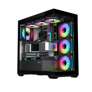 SAMA SV01BK Black, B750BK 750W, 80+ Bronze, PCIE 5.1, ATX3.1, Tempered Glass Panel, Panoramic Tasarım, Type-C, 4x120mm ARGB Fan, ATX, GAMING KASA