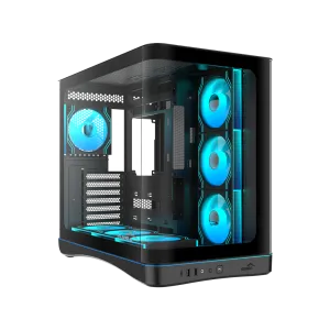 SAMA V62BK Black, B850BK 850W, 80+ Bronze, PCIE 5.1, ATX3.1, Tempered Glass Panel, Panoramic Tasarım, Type-C, 7x120mm ARGB INFINITY Fan, ATX, GAMING KASA
