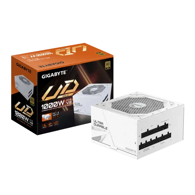 GIGABYTE 1000w 80+Gold GP-UD1000GM PG5 ICE Tam Modüler Power Supply Beyaz