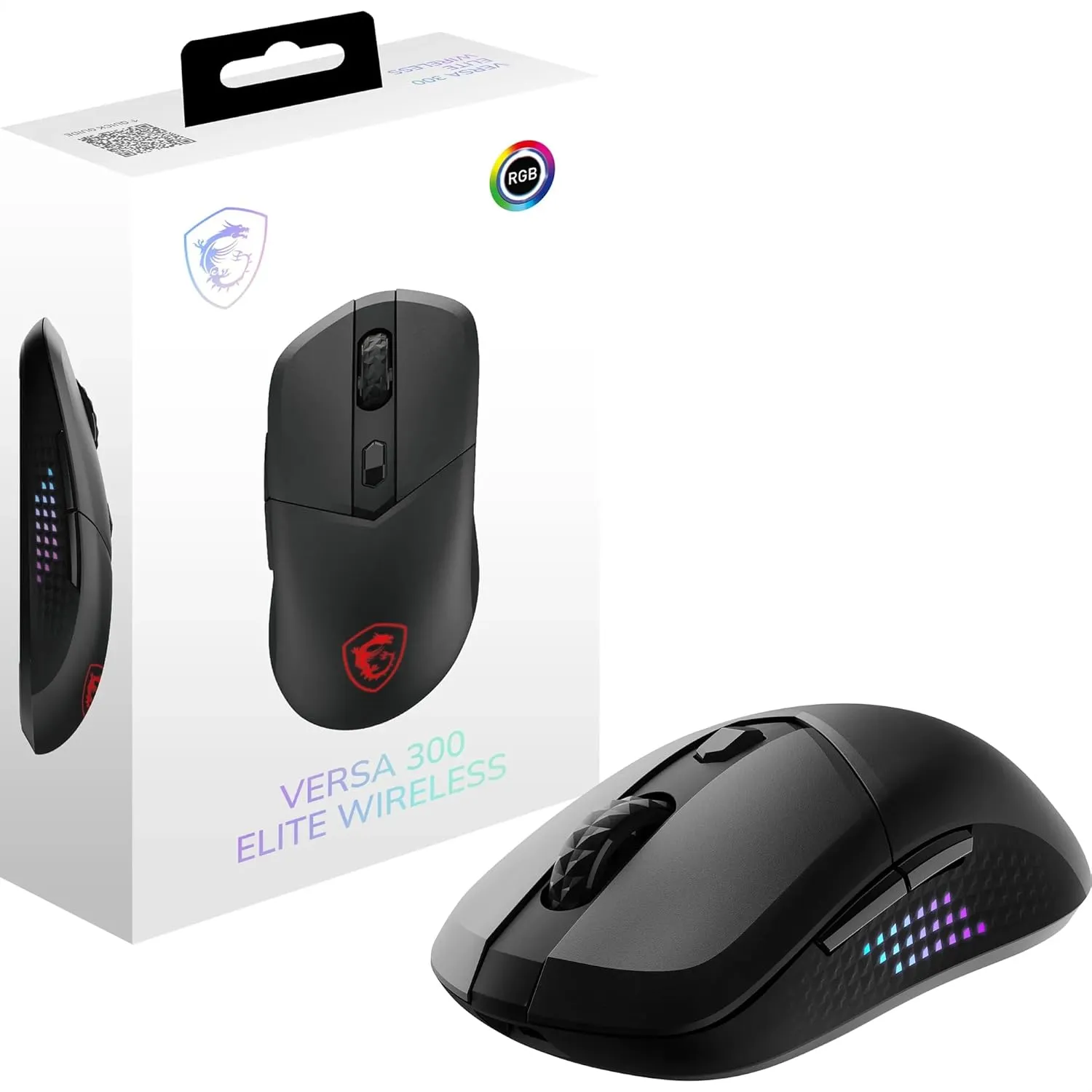 MSI VERSA 300 ELITE W 26000 DPI RGB 2.4GHz Bluetooth 5.3 Kablosuz Gaming Mouse