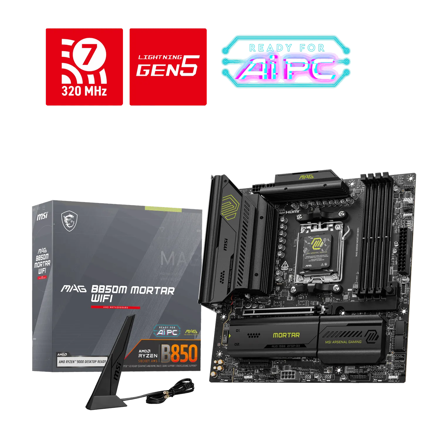 MSI MAG B850M MORTAR WIFI7 DDR5 HDMI-DP PCIE 5.0 AM5 mATX