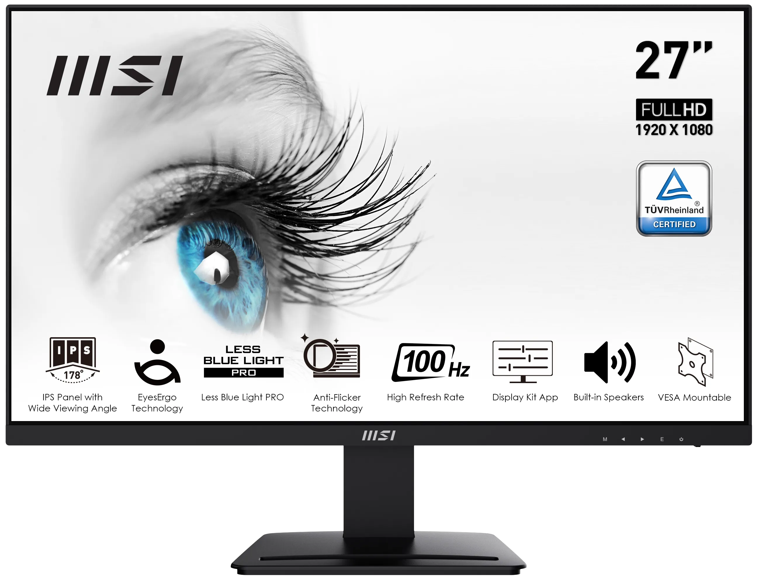 MSI 27" IPS PRO MP273A 1ms 100Hz HDMI-DP Kurumsal Monitör 1920x1080