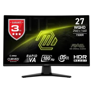 MSI 27" RAPID VA MAG 274CQF 0.5ms 180Hz HDMI-DP Kavisli Gaming Monitör 2560x1440