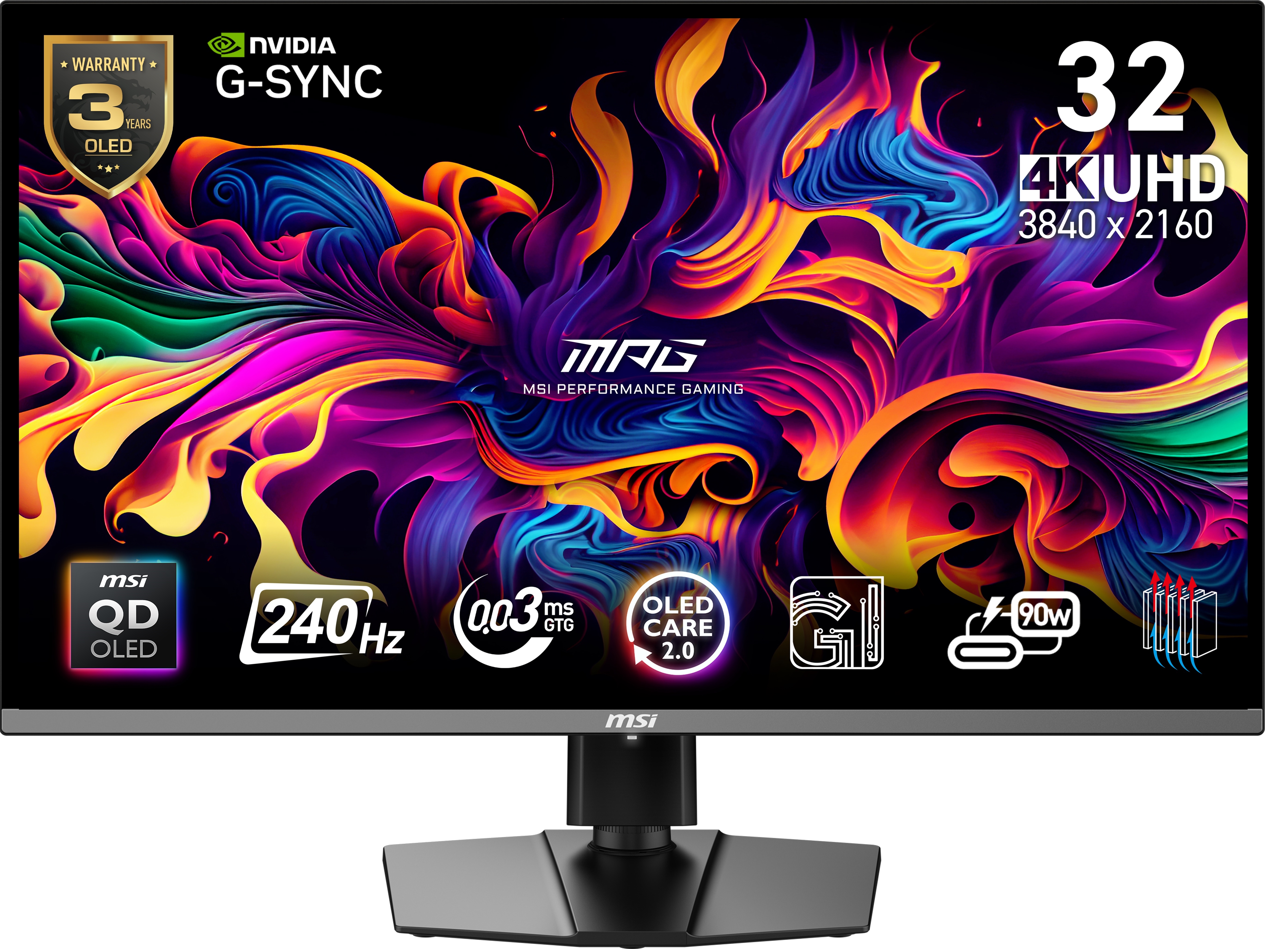 MSI 31.5" MPG 321URX QD-OLED 0.03MS 240HZ HDMI-DP TYPEC Gaming Monitör 3840x2160