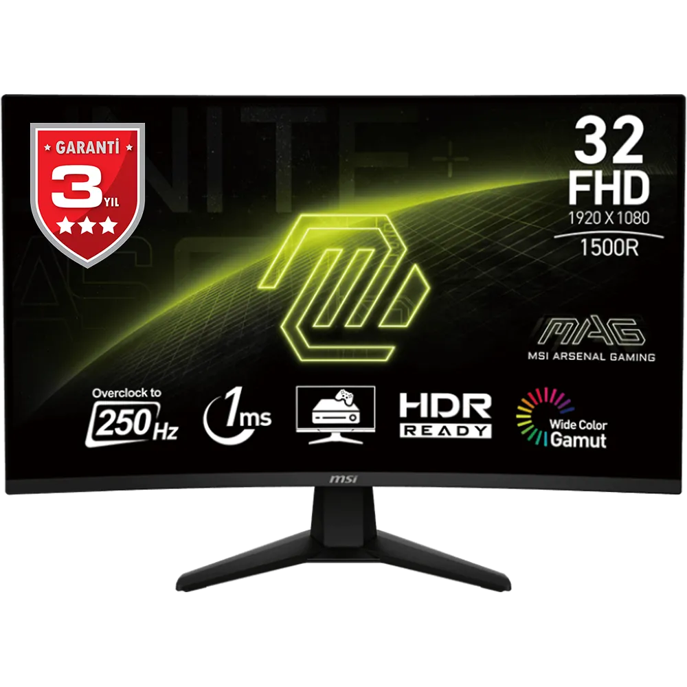 MSI 31.5" VA MAG 32C6X 1MS 250HZ HDMI-DP Kavisli Gaming Monitör 1920x1080