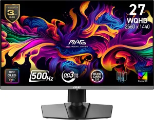 MSI 26.5" MAG 272QP QD-OLED X50 0.03MS 500HZ HDMI-DP Pivot Gaming Monitör 2560x1440