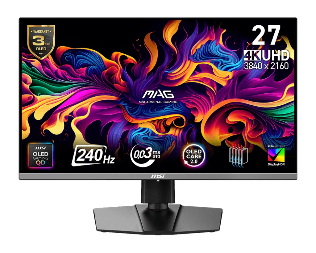 MSI 27" MAG 272UP QD-OLED X24 0.03MS 240HZ HDMI-DP Gaming Monitör 3840x2160