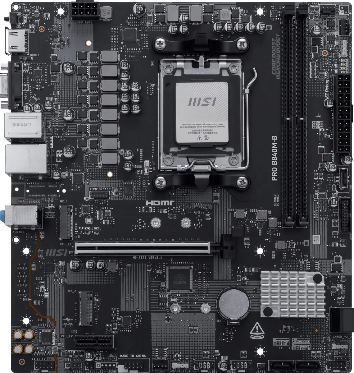 MSI PRO B840M-B DDR5 HDMI-VGA PCIE 4.0 AM5 mATX