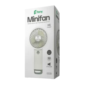 FENY FN-F35, BEYAZ-GRİ, 3 Kademeli Hız, Kancalı, Elde Kullanım, Dahili 500mAh Bataryalı, Type-C Şarj Girişli, Vantilatör