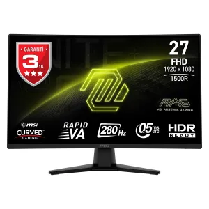 MSI 27" RAPID VA MAG 274CXF 0.5MS 280HZ HDMI-DP Kavisli Gaming Monitör 1920x1080