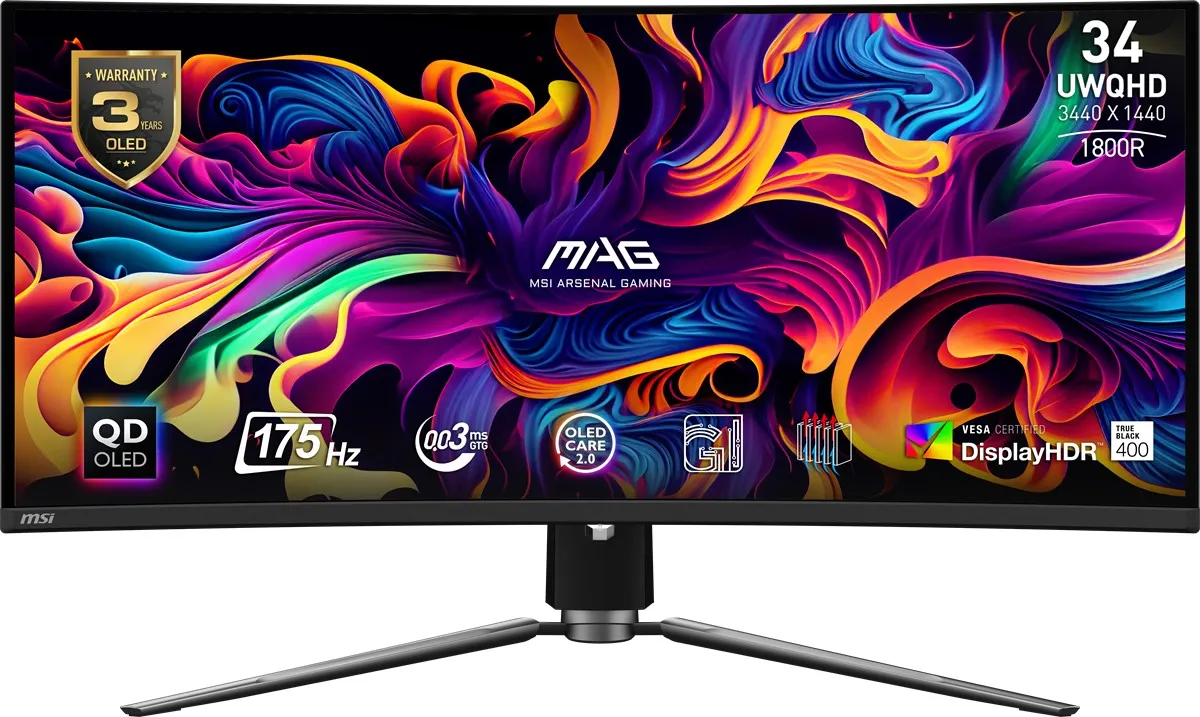 MSI 34" MAG 341CQP QD-OLED 0.03MS 175HZ HDMI-DP Kavisli Gaming Monitör 3440x1440