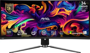 MSI 34" MAG 341CQP QD-OLED 0.03MS 175HZ HDMI-DP Kavisli Gaming Monitör 3440x1440
