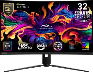 MSI 31.5" MAG 321CUP QD-OLED 0.03MS 165HZ HDMI-DP Kavisli Gaming Monitör 3840x2160