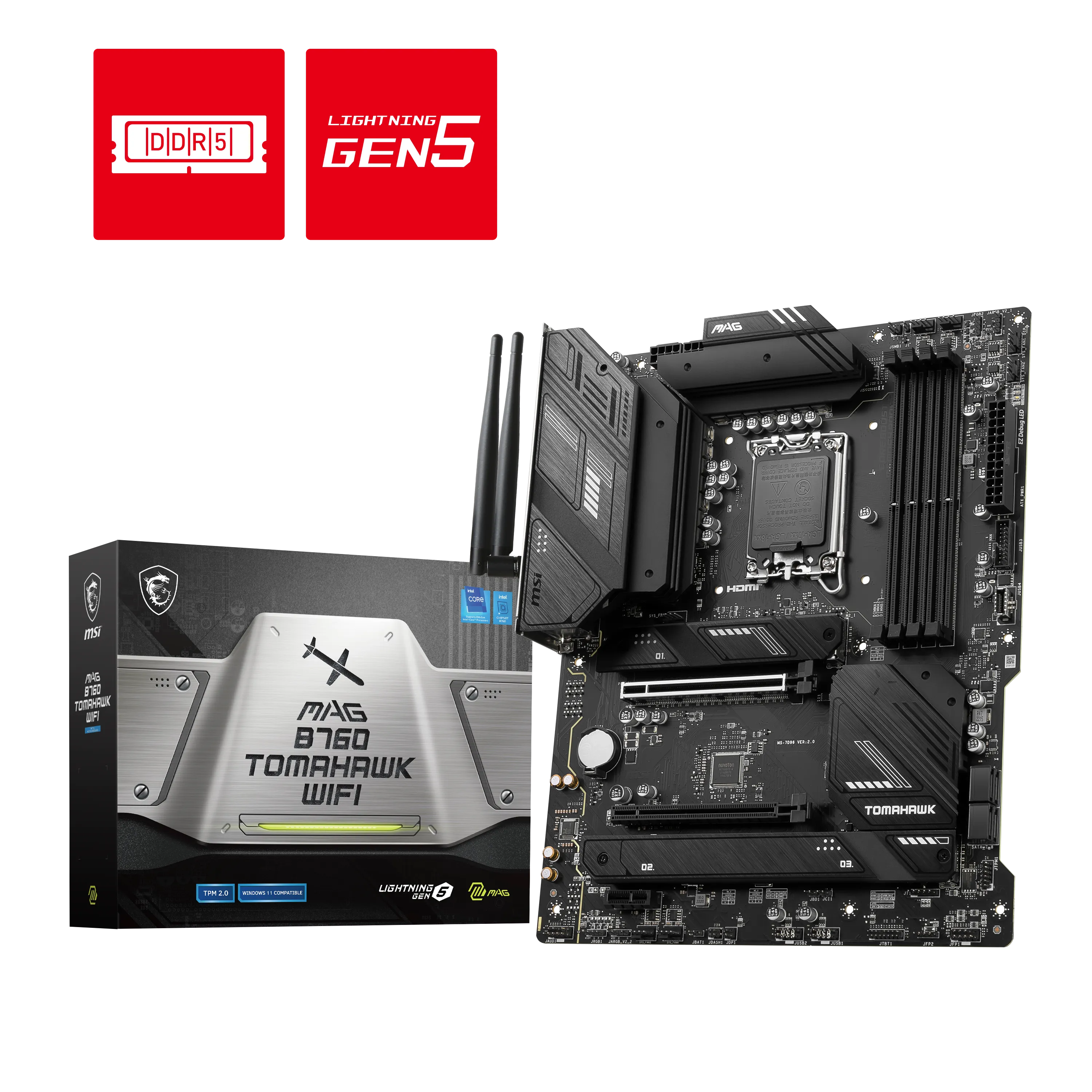 MSI MAG B760 TOMAHAWK WIFI6E DDR5 HDMI-DP TYPEC PCIE 4.0 1700p ATX