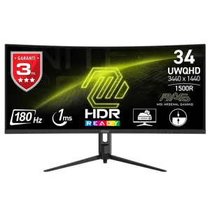 MSI 34" VA MAG 342CQR E2 1MS 180HZ HDMI-DP Kavisli Gaming Monitör 3440x1440