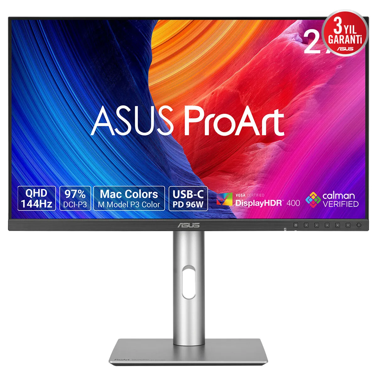 ASUS 27" IPS PROART PA278CGRV 5MS 144HZ HDMI-DP TYPCE Grafik Tasarım Monitörü 2560x1440 / 90LM06Q1-B01K71