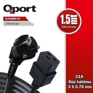 QPORT 1.5metre Q-POWC19 Power Kablosu Güç Kaynakları İçin