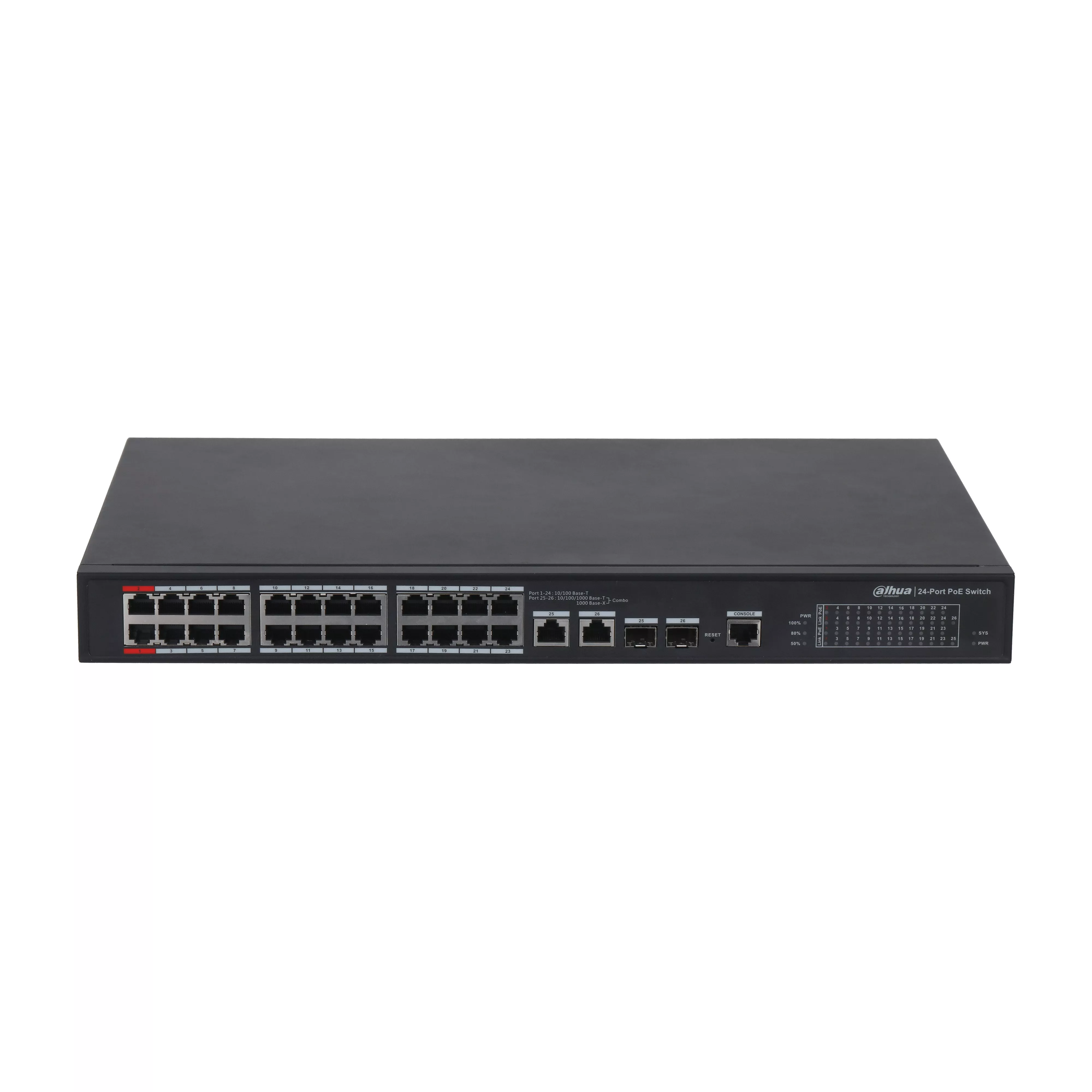 DAHUA 24port PoE 360w Yönetilebilir Switch DH-PFS4226-24ET-360
