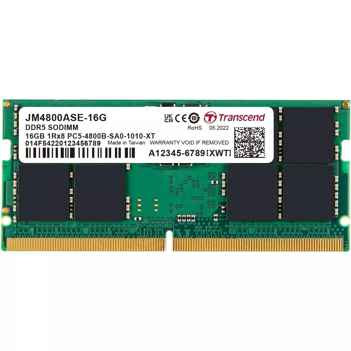 TRANSCEND 16GB DDR5 4800MHZ CL40 NOTEBOOK RAM VALUE JM4800ASE-16G