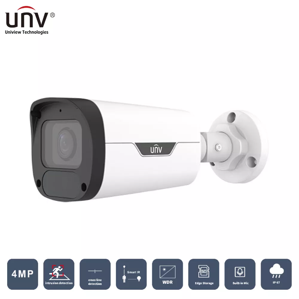 UNIVIEW IPC2324LB-ADEZK-H 4MP 2.8-12MM MOTORIZE 50MT H265+ IP67/IK10 DAHİLİ SES IR BULLET IP KAMERA